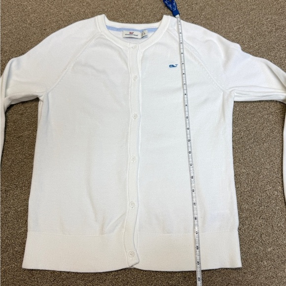 Vineyard Vines: Girls White Button Down Cotton Cardigan Sweater, Size L (14) - Picture 4 of 9